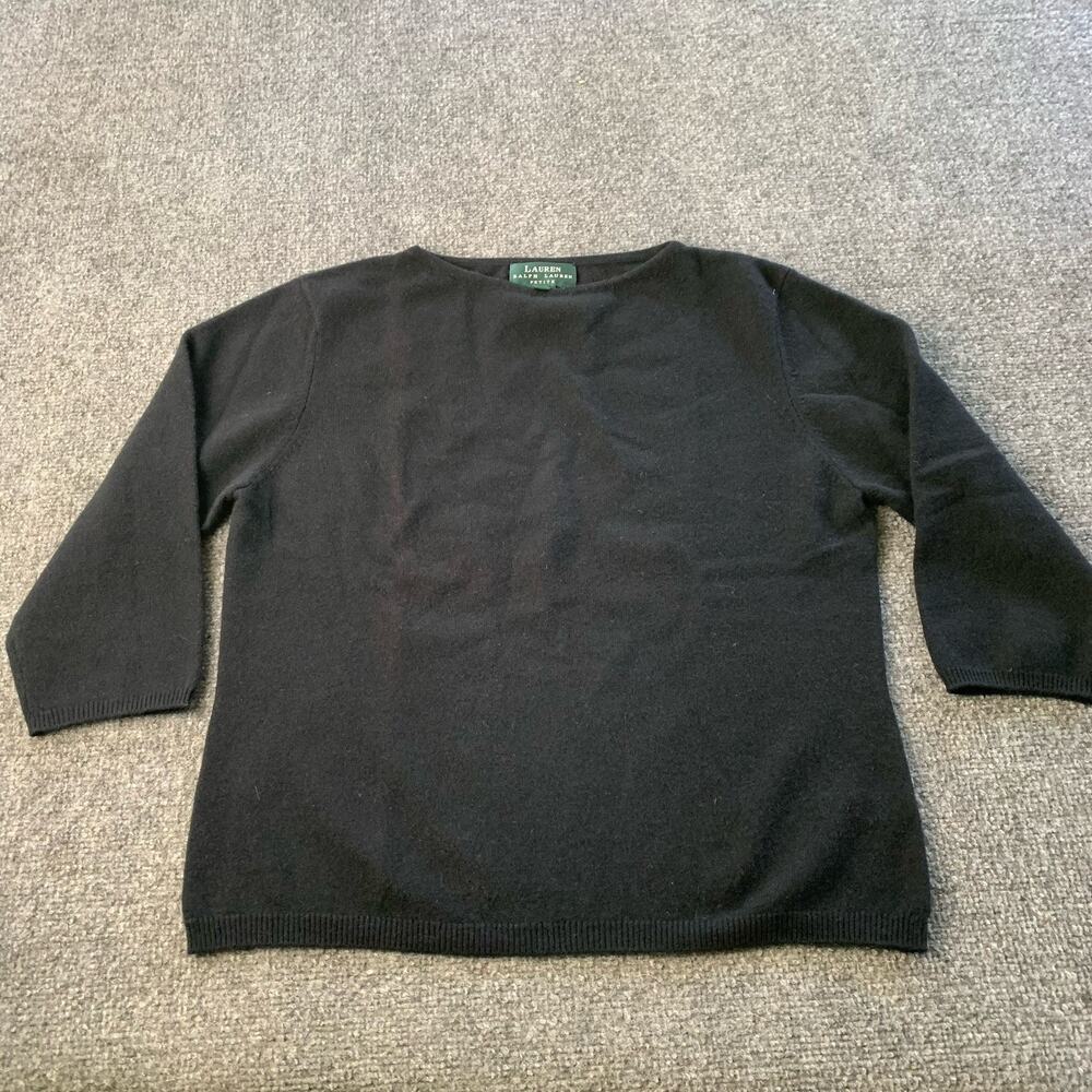 Lauren Ralph Lauren Cashmere Sweater 3/4 Sleeve Black Women’s Petite Large
